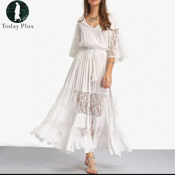 chinese dress ladies Confête - Vittoria Lace Midi Bridal Shower Dress